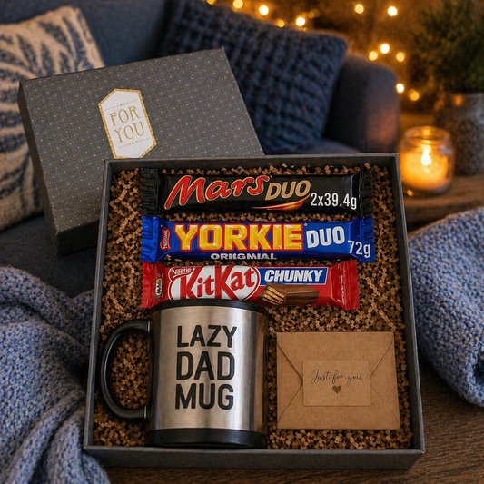 Ultimate “Lazy Dad” Gift Set Chocolate Hamper & Self-Stirring Mug