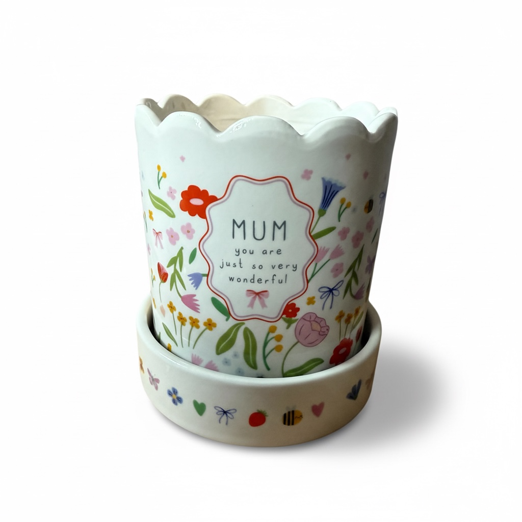 Charming Mum Plant Pot / Vase & Tray