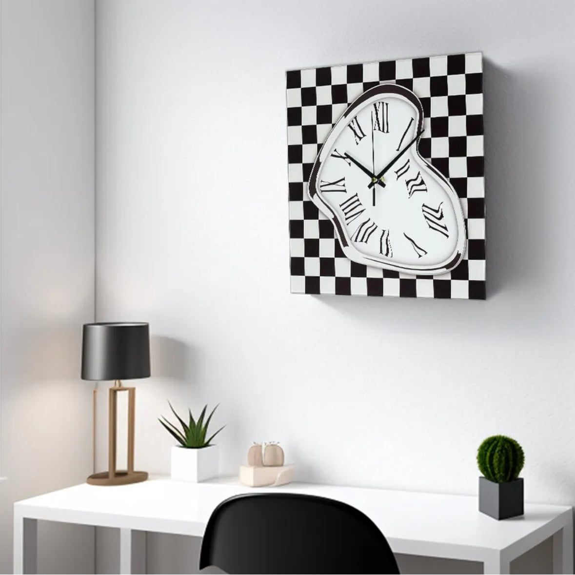 Optical Illusion Chequered Wall Clock