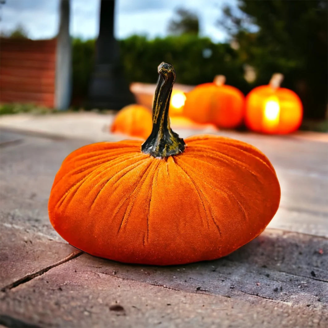 Autumn Decor 15cm Velvet Pumpkins