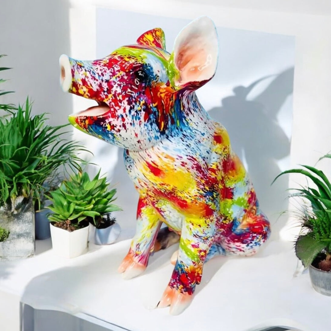 Strawberry & Splash Art Pig Sculpture