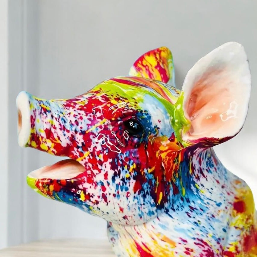 Strawberry & Splash Art Pig Sculpture