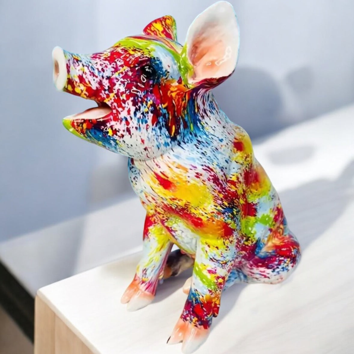 Strawberry & Splash Art Pig Sculpture