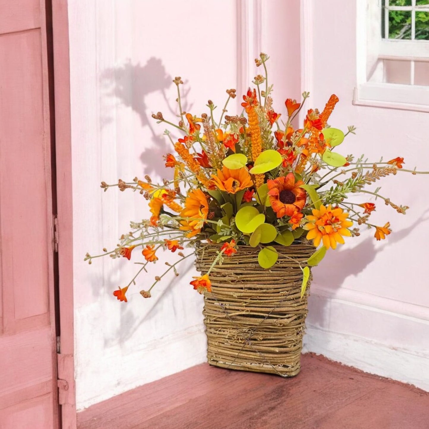 Autumn / Fall Basket Door Wreath