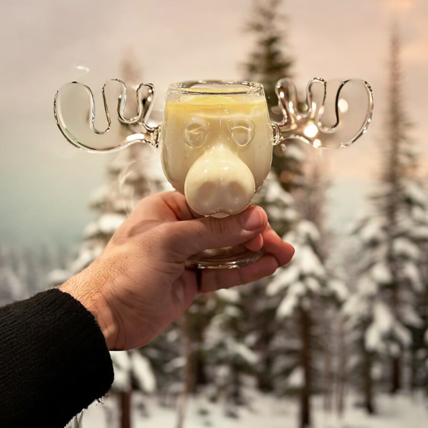 Christmas Reindeer Head Drinking Glass