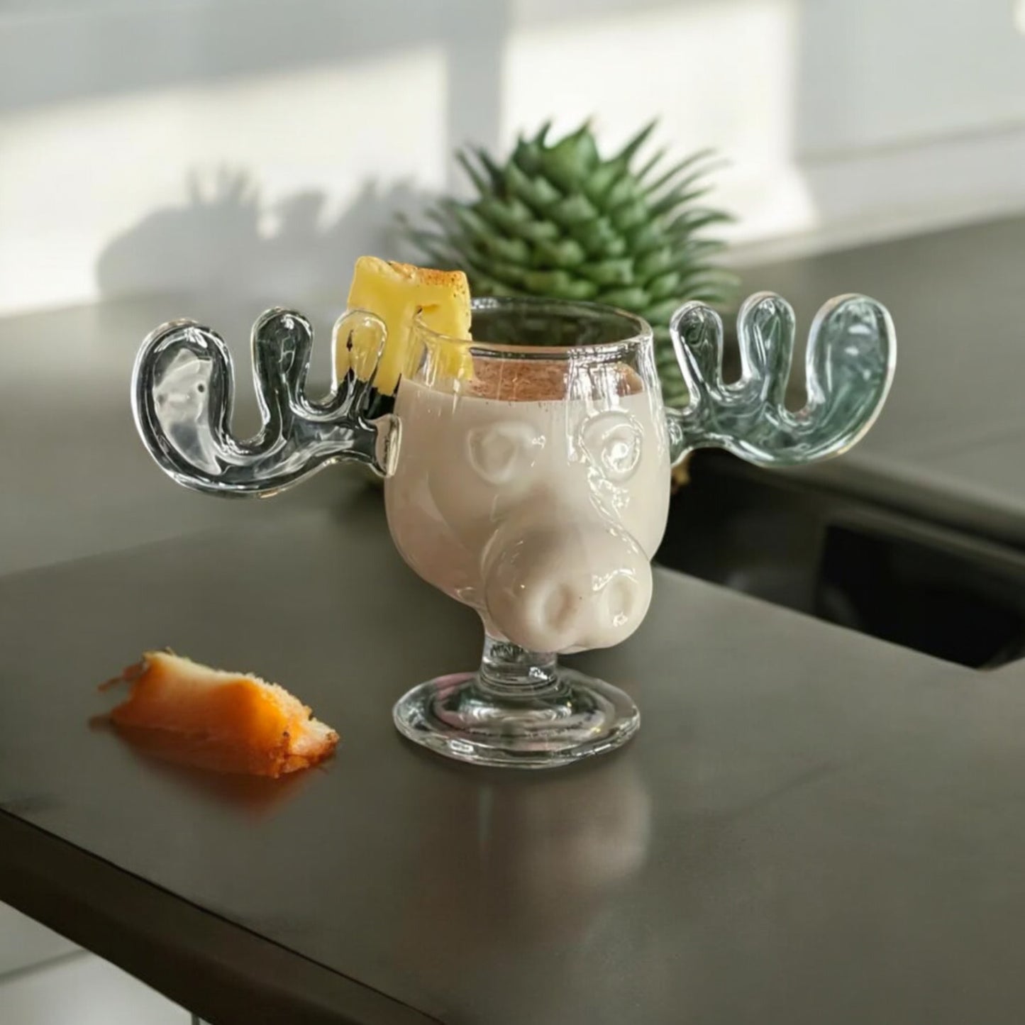 Christmas Reindeer Head Drinking Glass