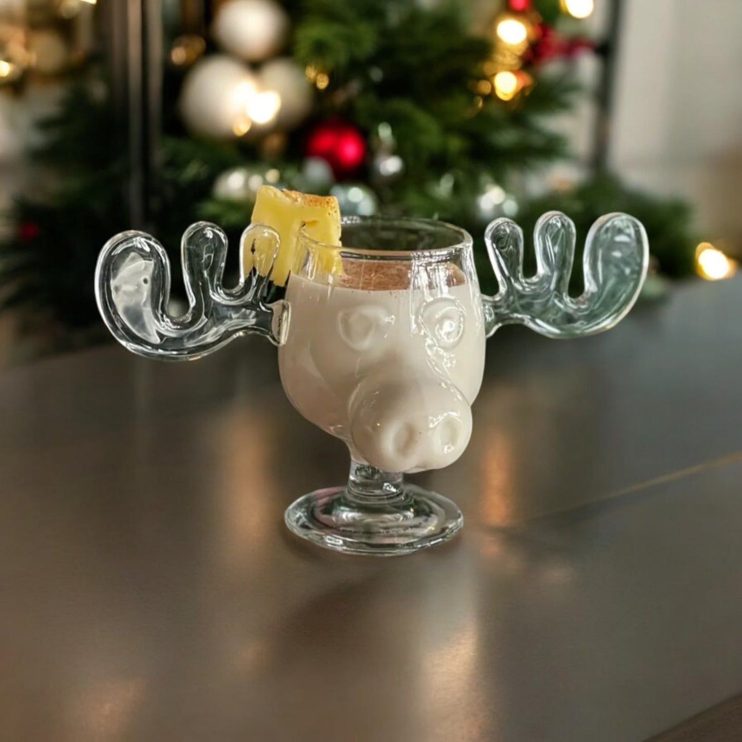 Christmas Reindeer Head Drinking Glass