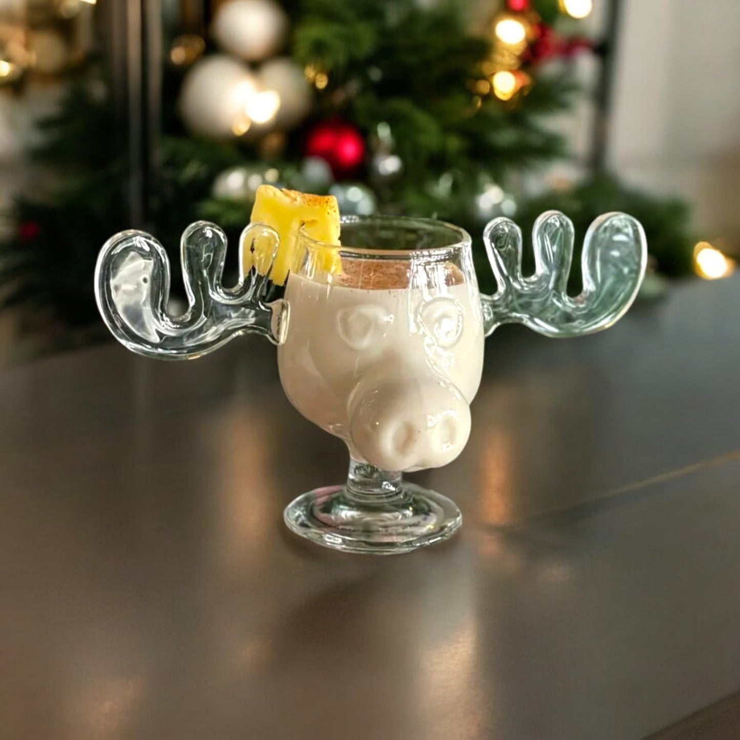 Christmas Reindeer Head Drinking Glass