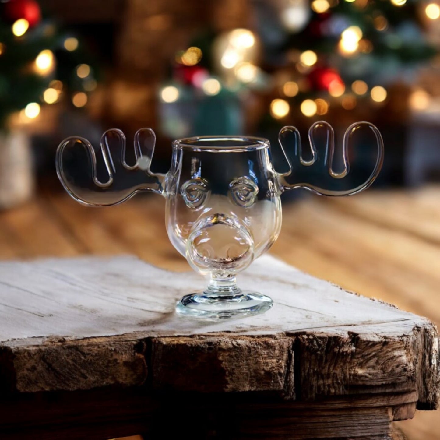 Christmas Reindeer Head Drinking Glass