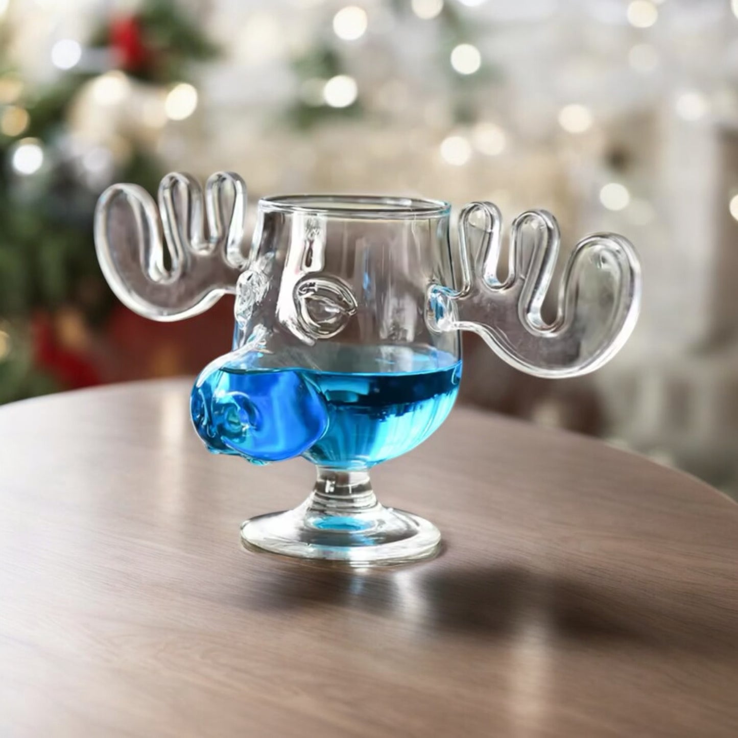 Christmas Reindeer Head Drinking Glass