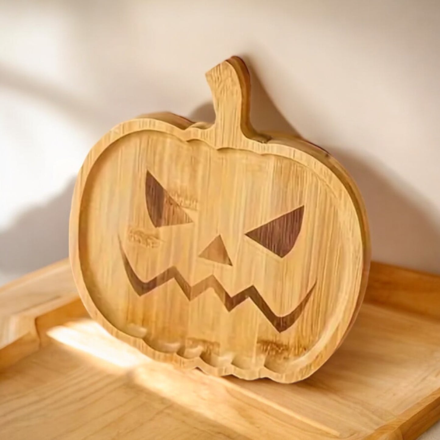 Wooden Pumpkin Shaped Halloween & Autumn Charcuterie Board