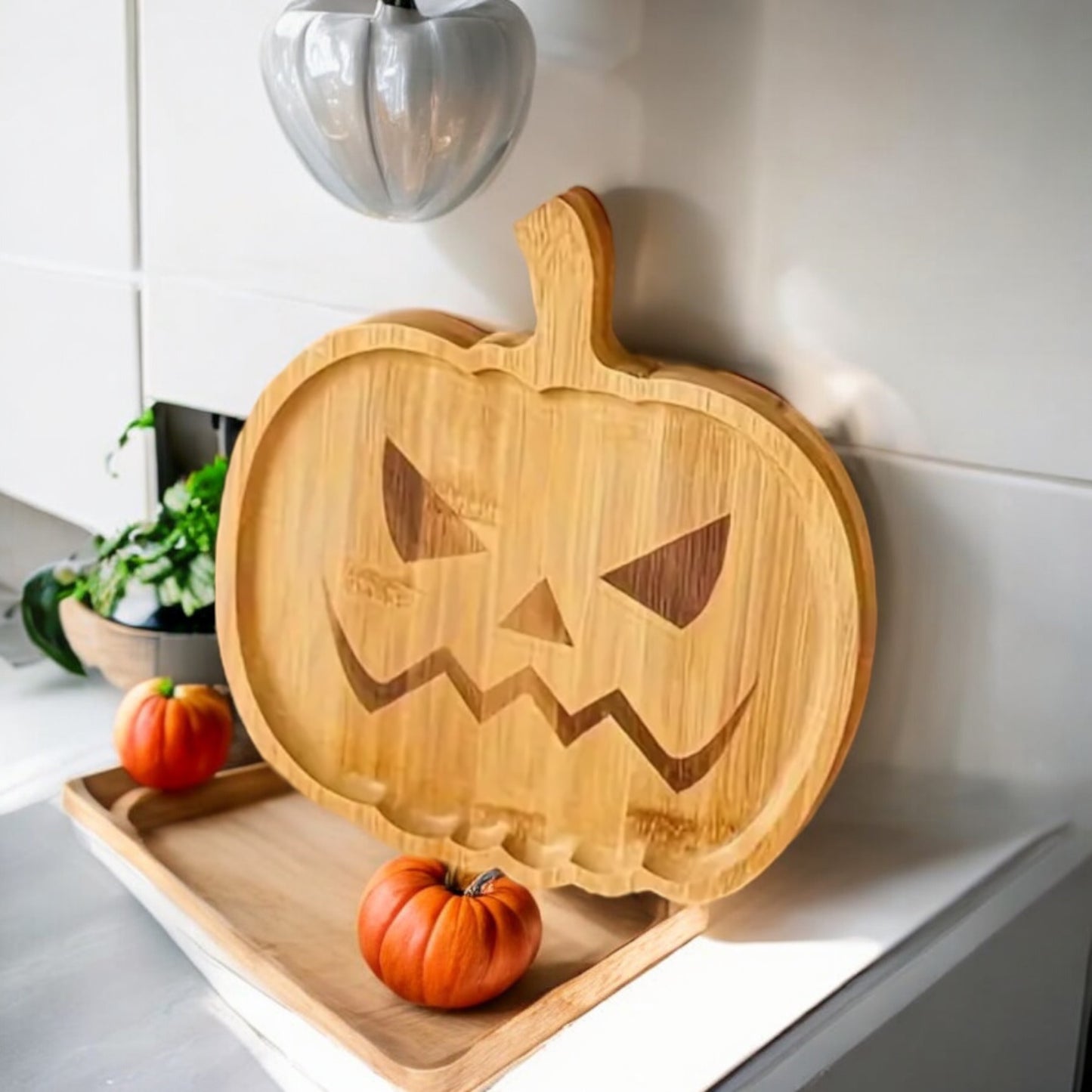 Wooden Pumpkin Shaped Halloween & Autumn Charcuterie Board