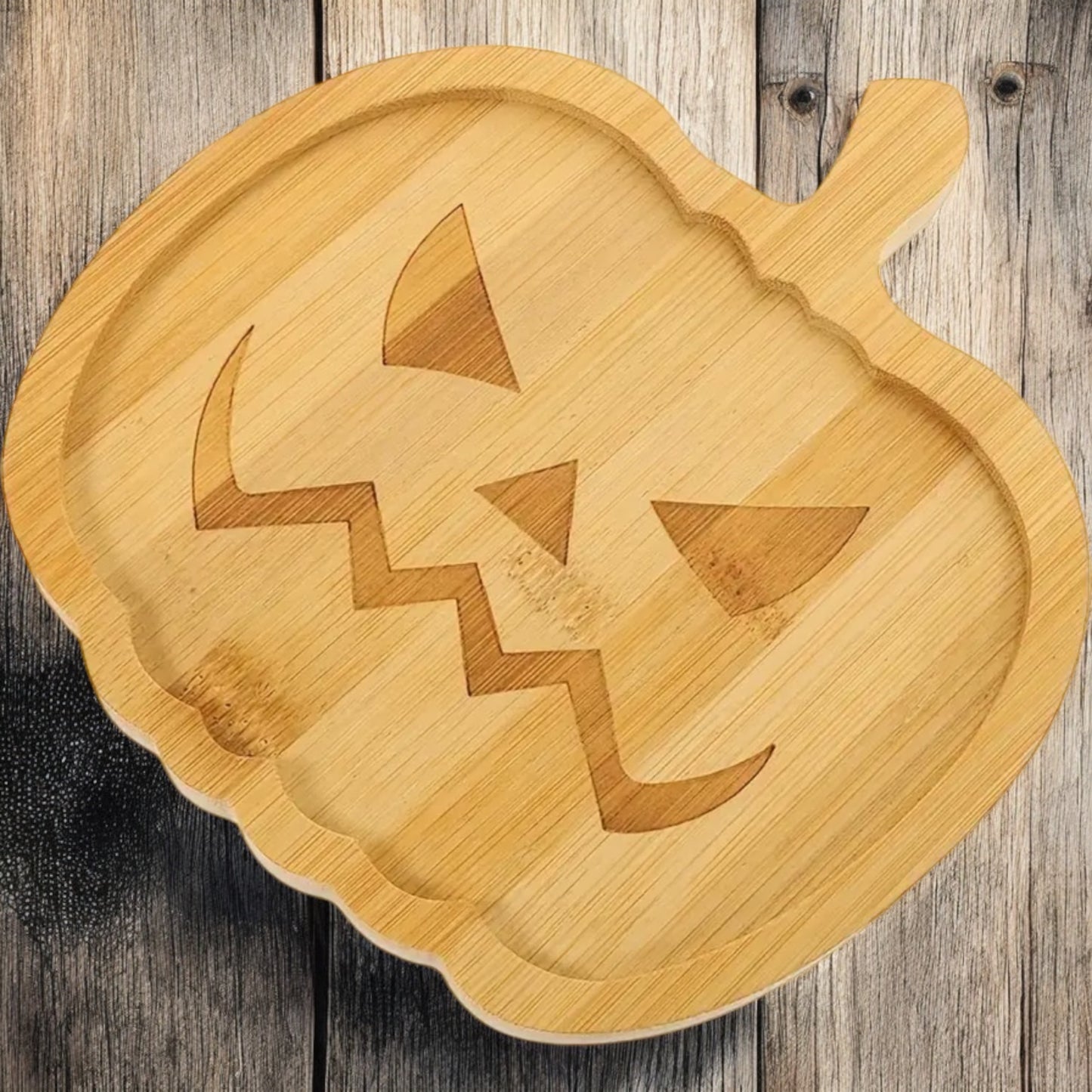 Wooden Pumpkin Shaped Halloween & Autumn Charcuterie Board