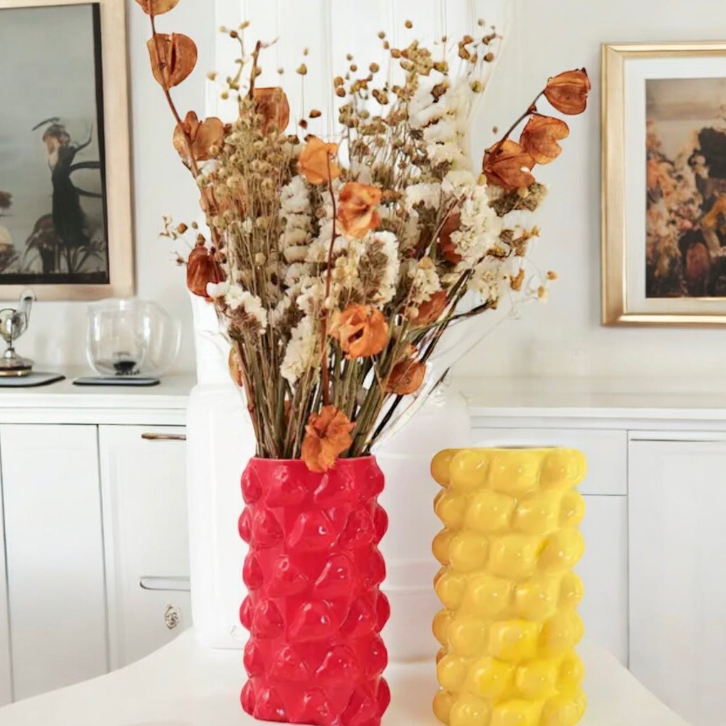 Strawberry & Lemon Ceramic Vase for Home Decor an