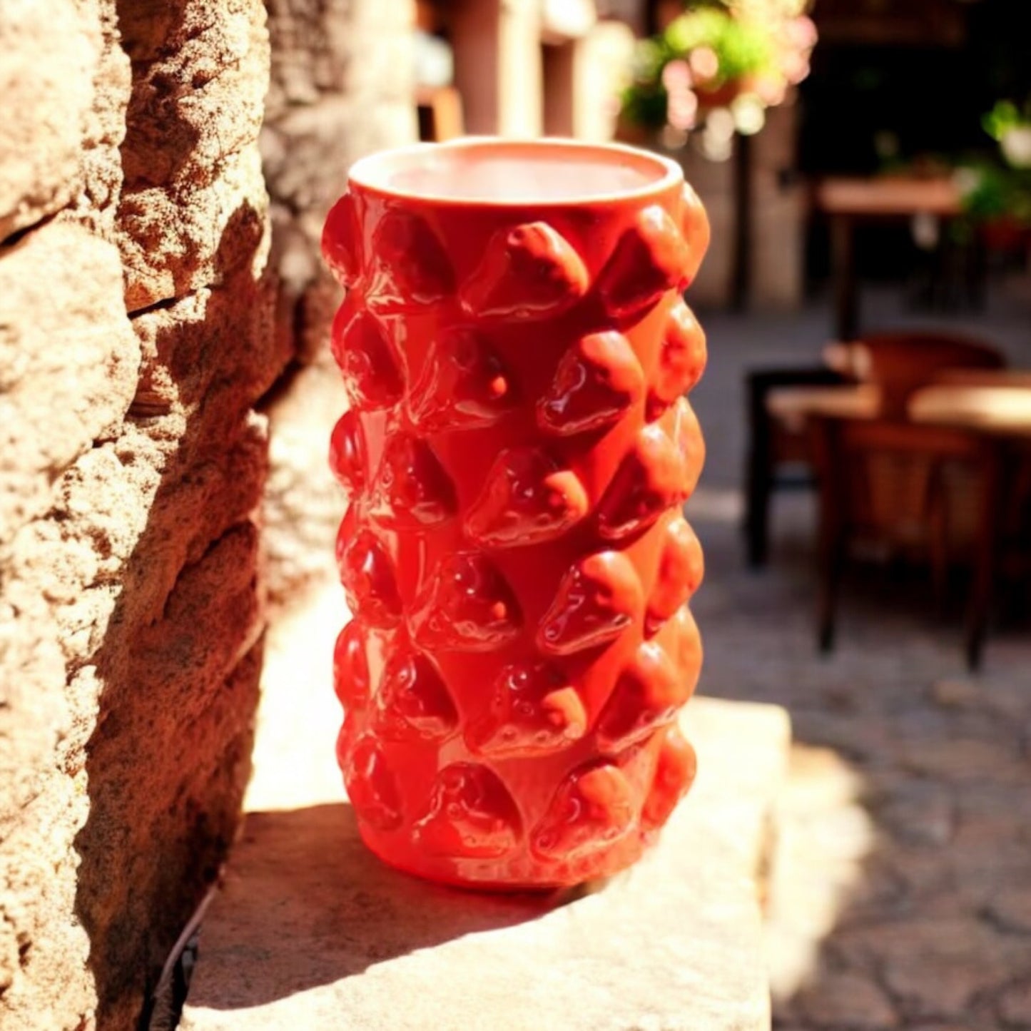 Strawberry & Lemon Ceramic Vase for Home Decor an