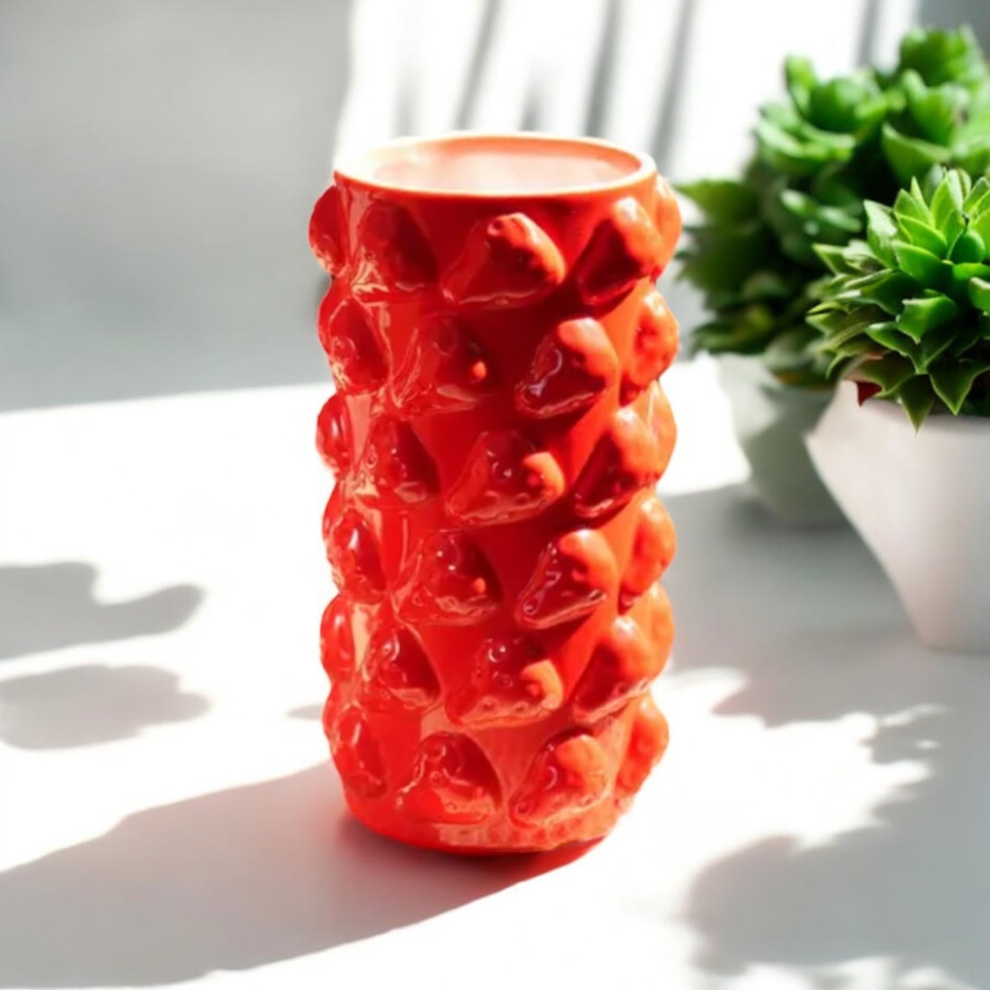 Strawberry & Lemon Ceramic Vase for Home Decor an