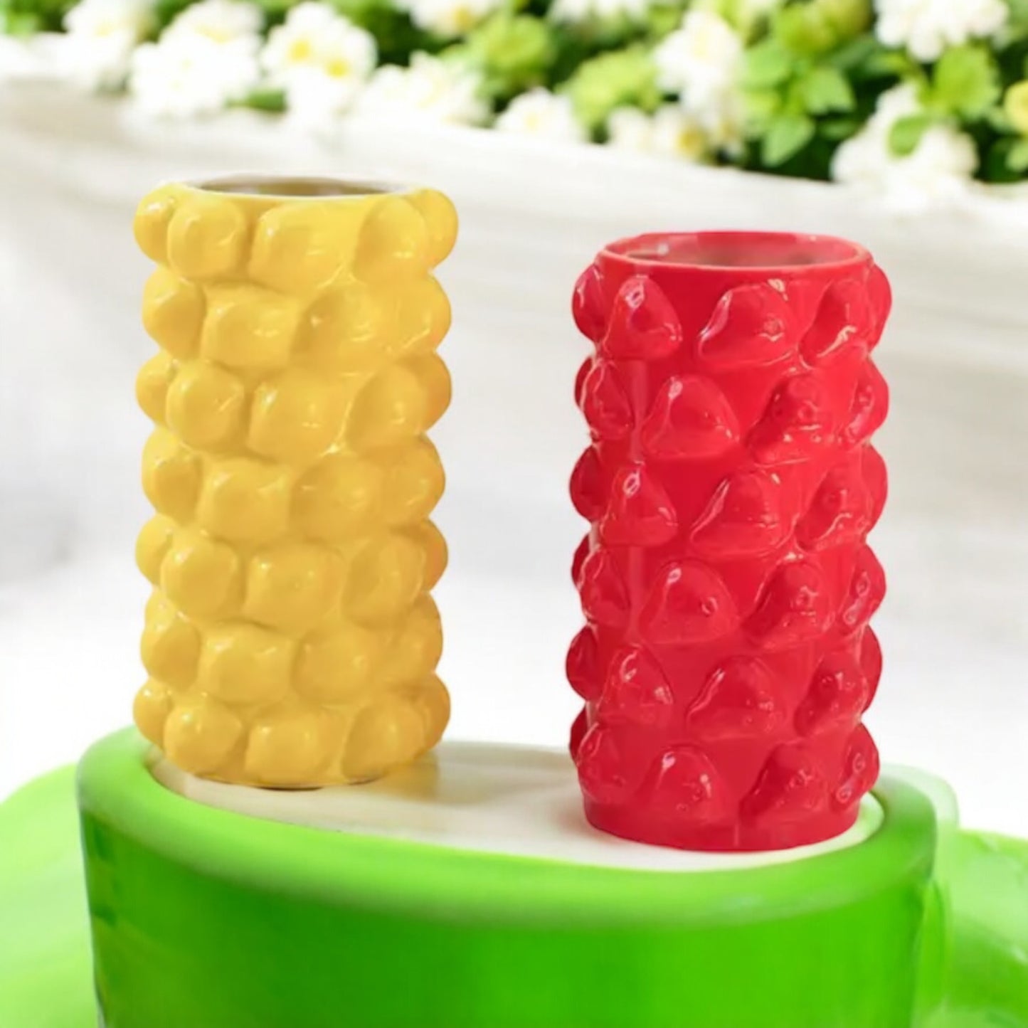 Strawberry & Lemon Ceramic Vase for Home Decor an