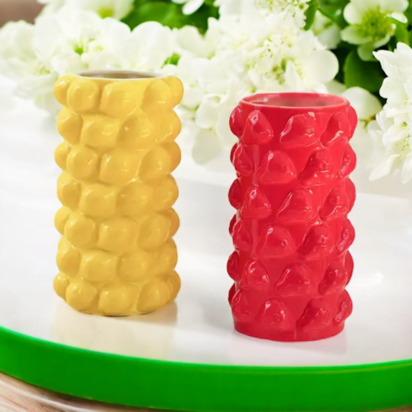 Strawberry & Lemon Ceramic Vase for Home Decor an