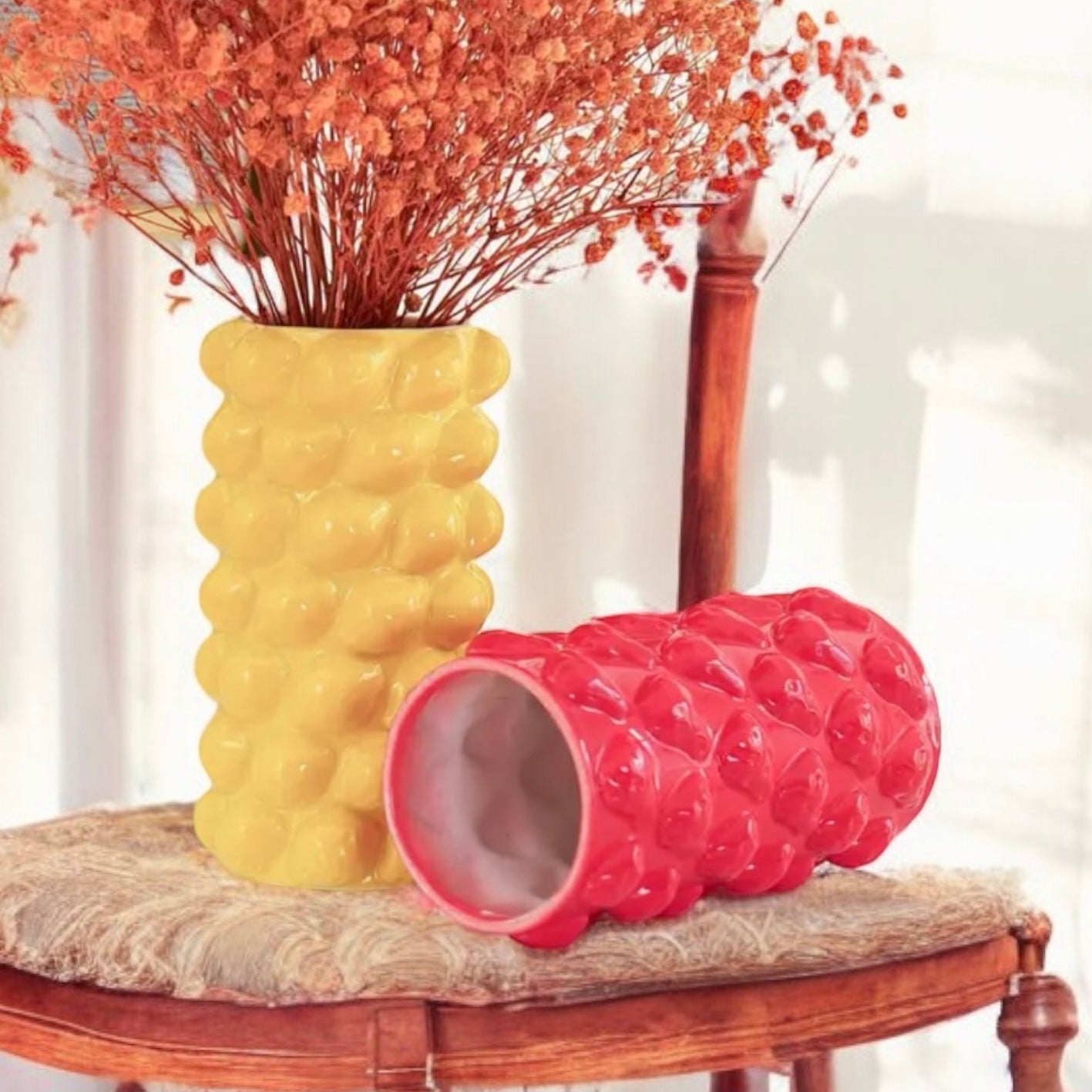 Strawberry & Lemon Ceramic Vase for Home Decor an