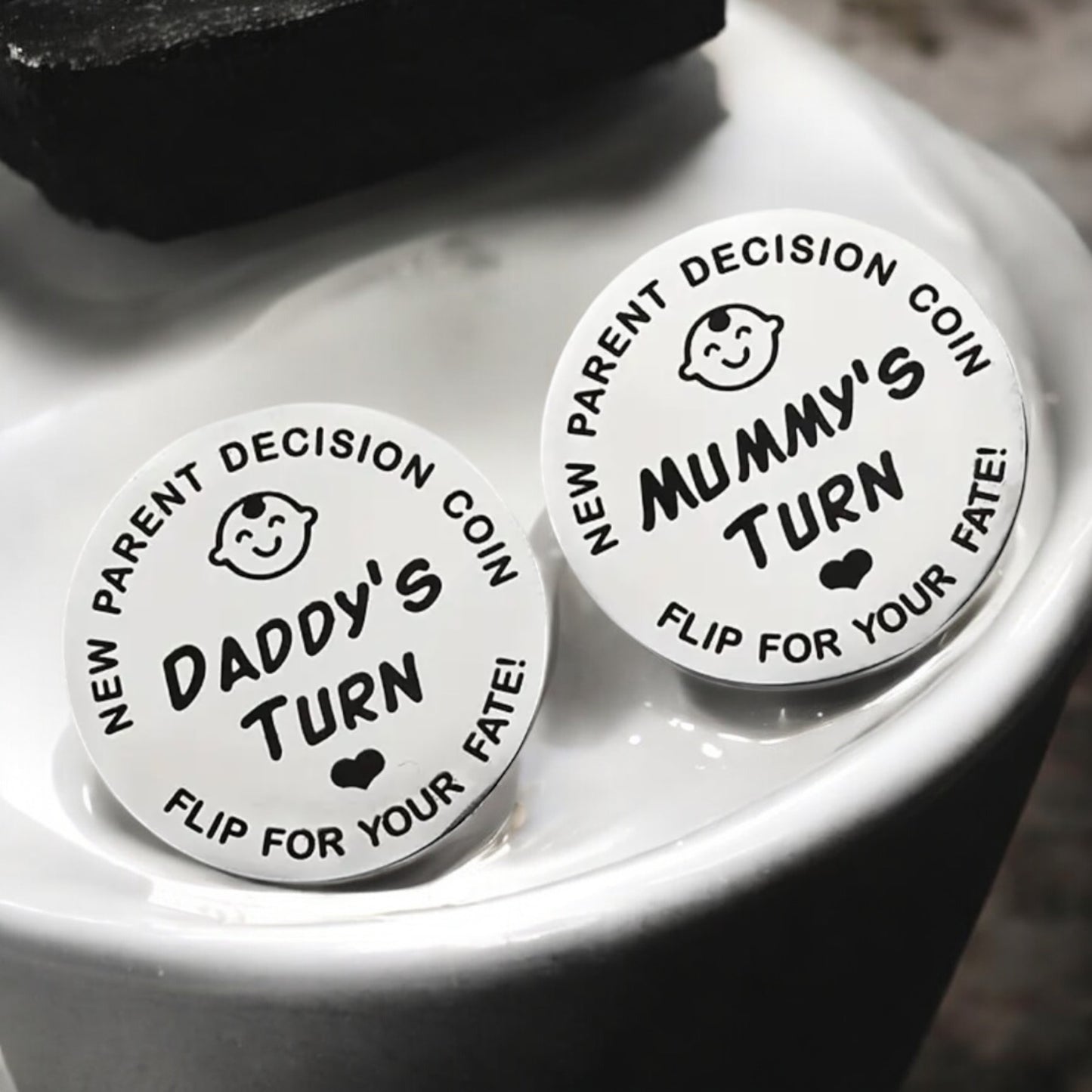 Double Sided New Parent Decision Coin