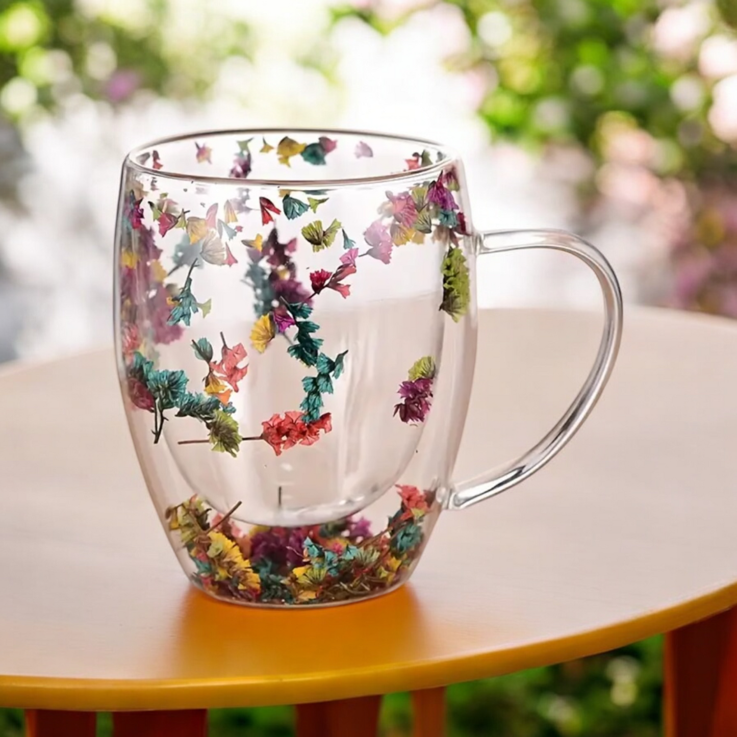 Set Of Two Floral Double Wall Cups