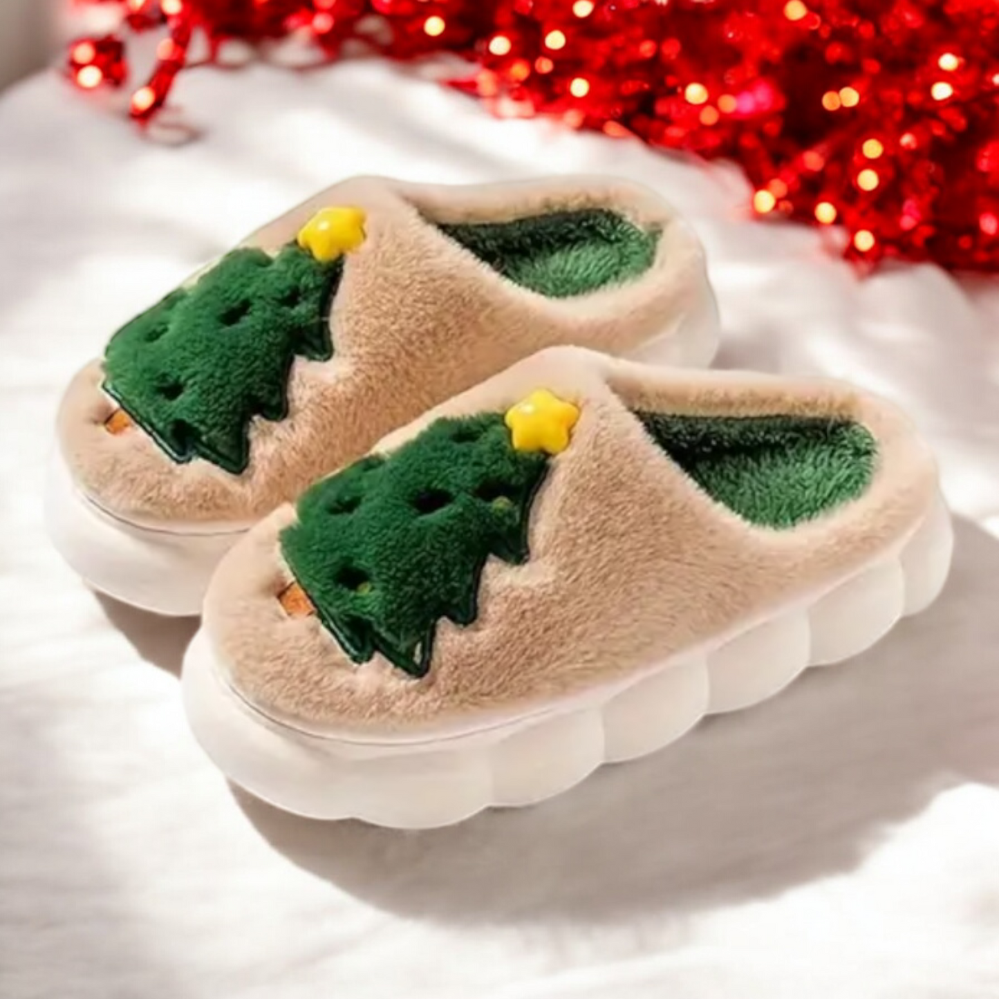 Plush Christmas Tree Bubble Slippers