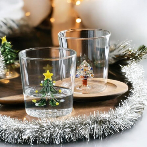 Set Of Two Christmas Tree Drinking Glasses