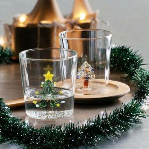 Set Of Two Christmas Tree Drinking Glasses