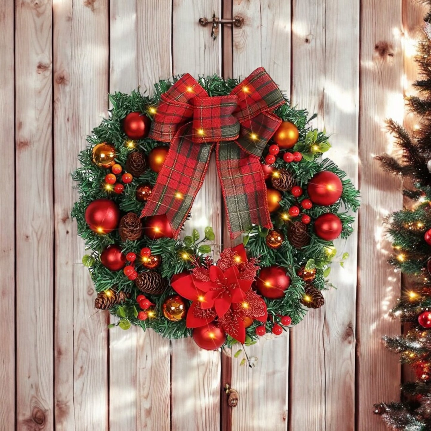 Festive Light Up Christmas Wreath
