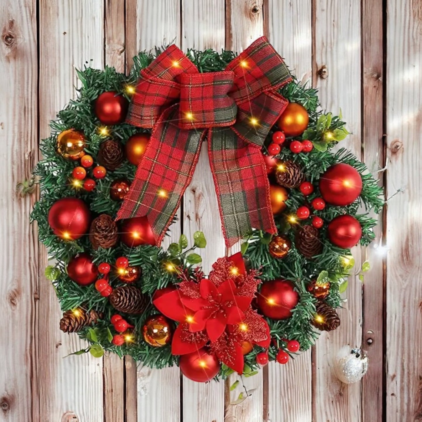 Festive Light Up Christmas Wreath