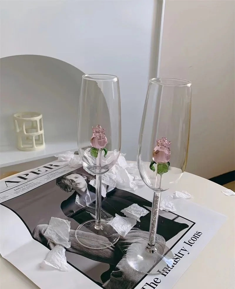 Handmade Rose Champagne Glasses