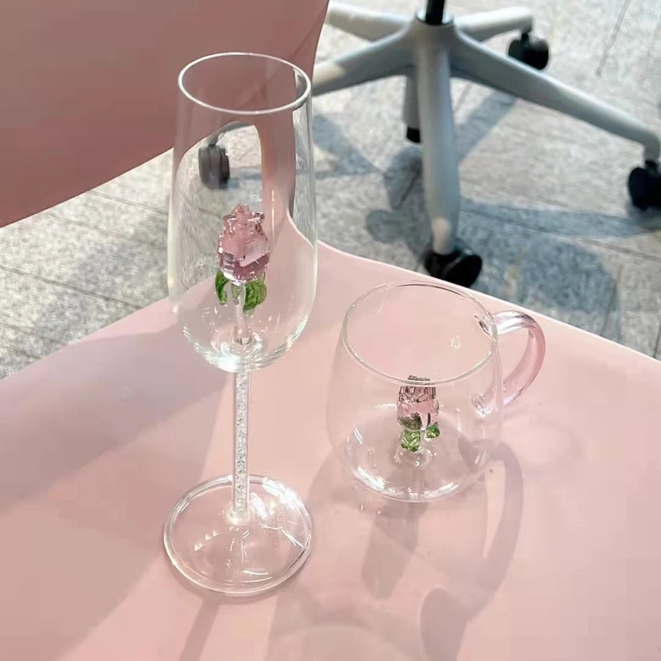 Handmade Rose Champagne Glasses