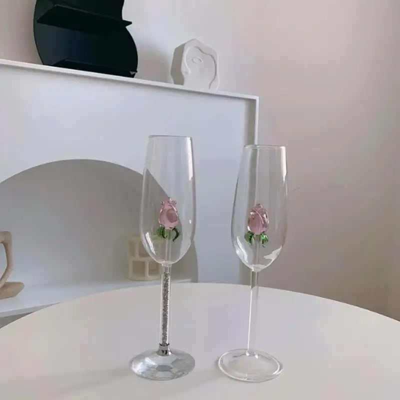 Handmade Rose Champagne Glasses