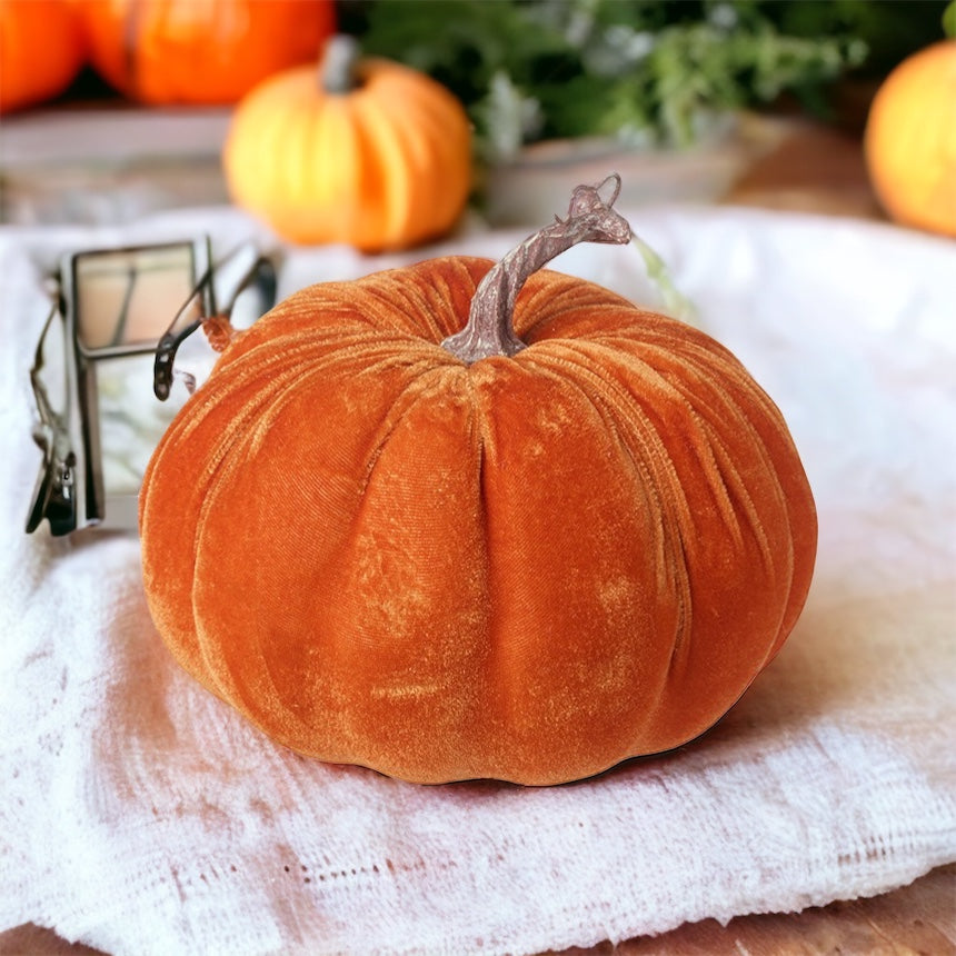 Velvet Pumpkins With Lights