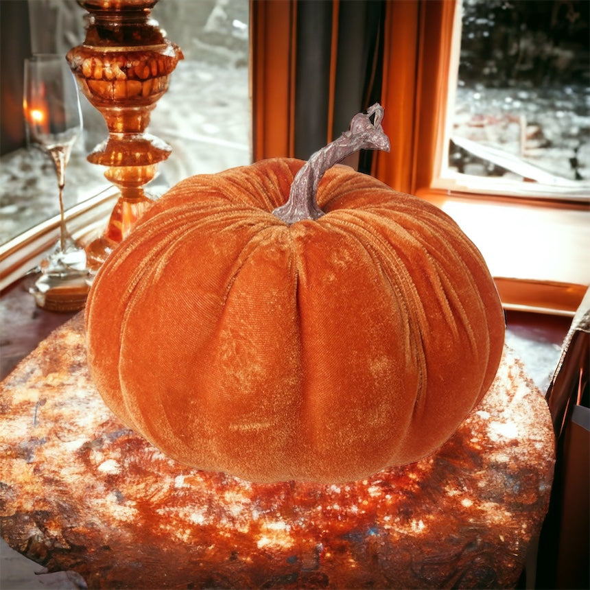 Velvet Pumpkins With Lights