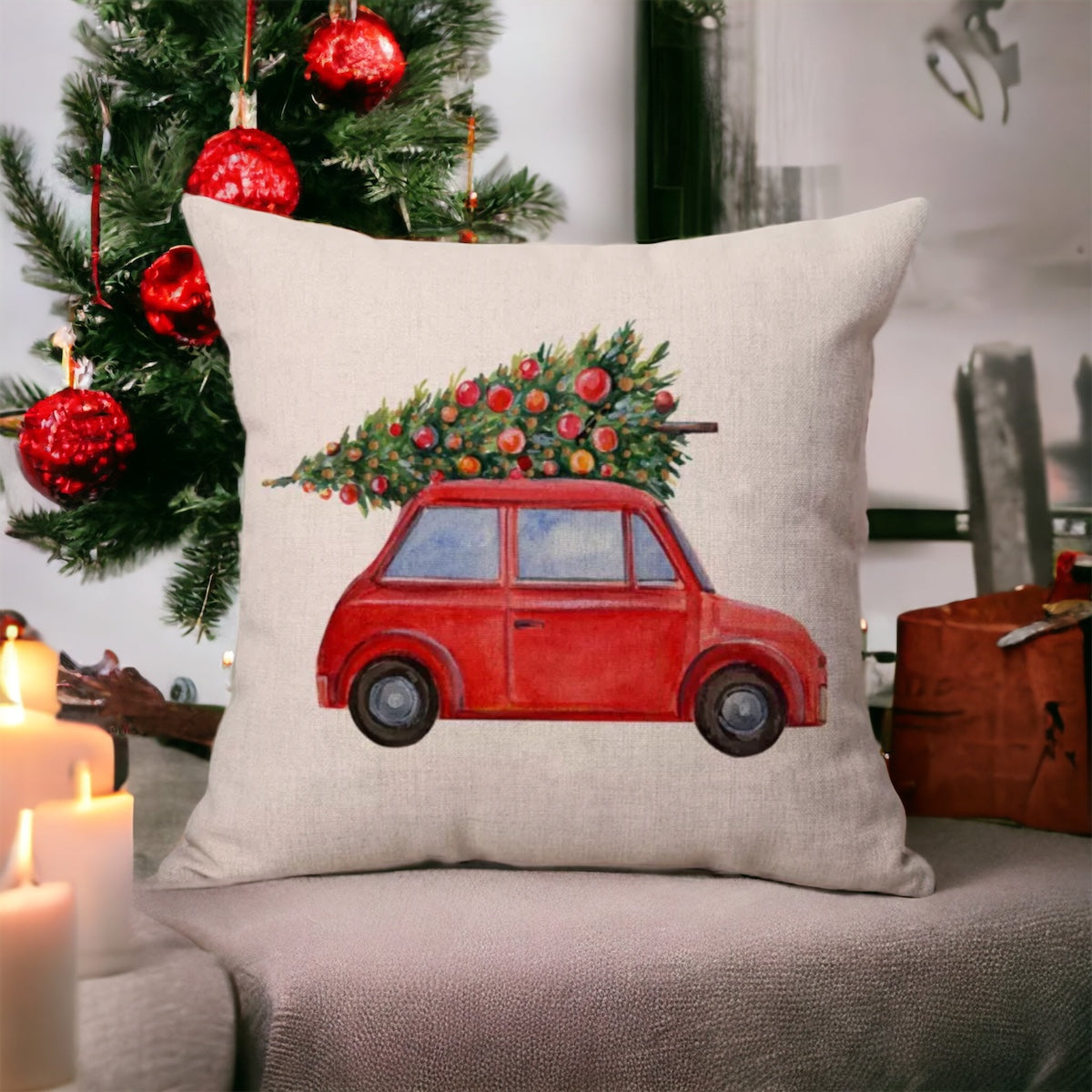 Driving Home For Christmas Cushion