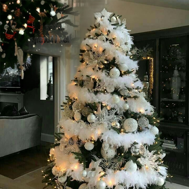 85g Thick White Feather Garland