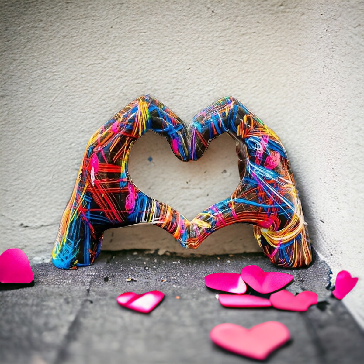 Hand Crafted Resin Heart Hands