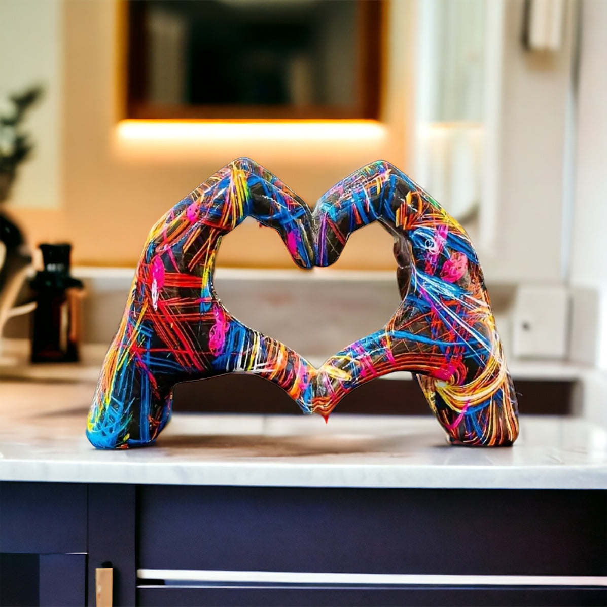 Hand Crafted Resin Heart Hands