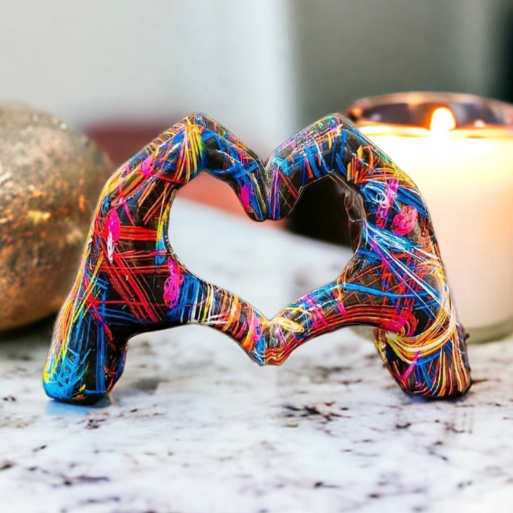Hand Crafted Resin Heart Hands