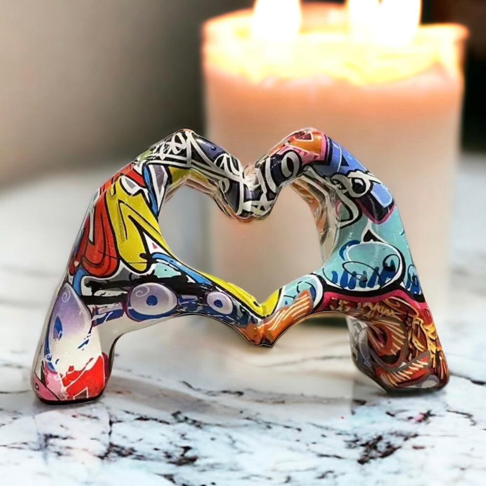 Hand Crafted Resin Heart Hands