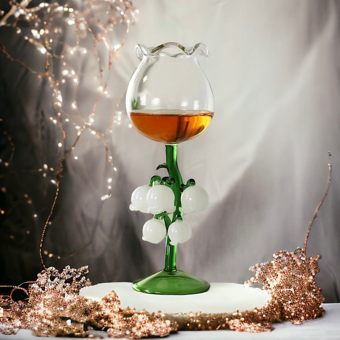 Set Of Two Luxury Lily Wine Glasses
