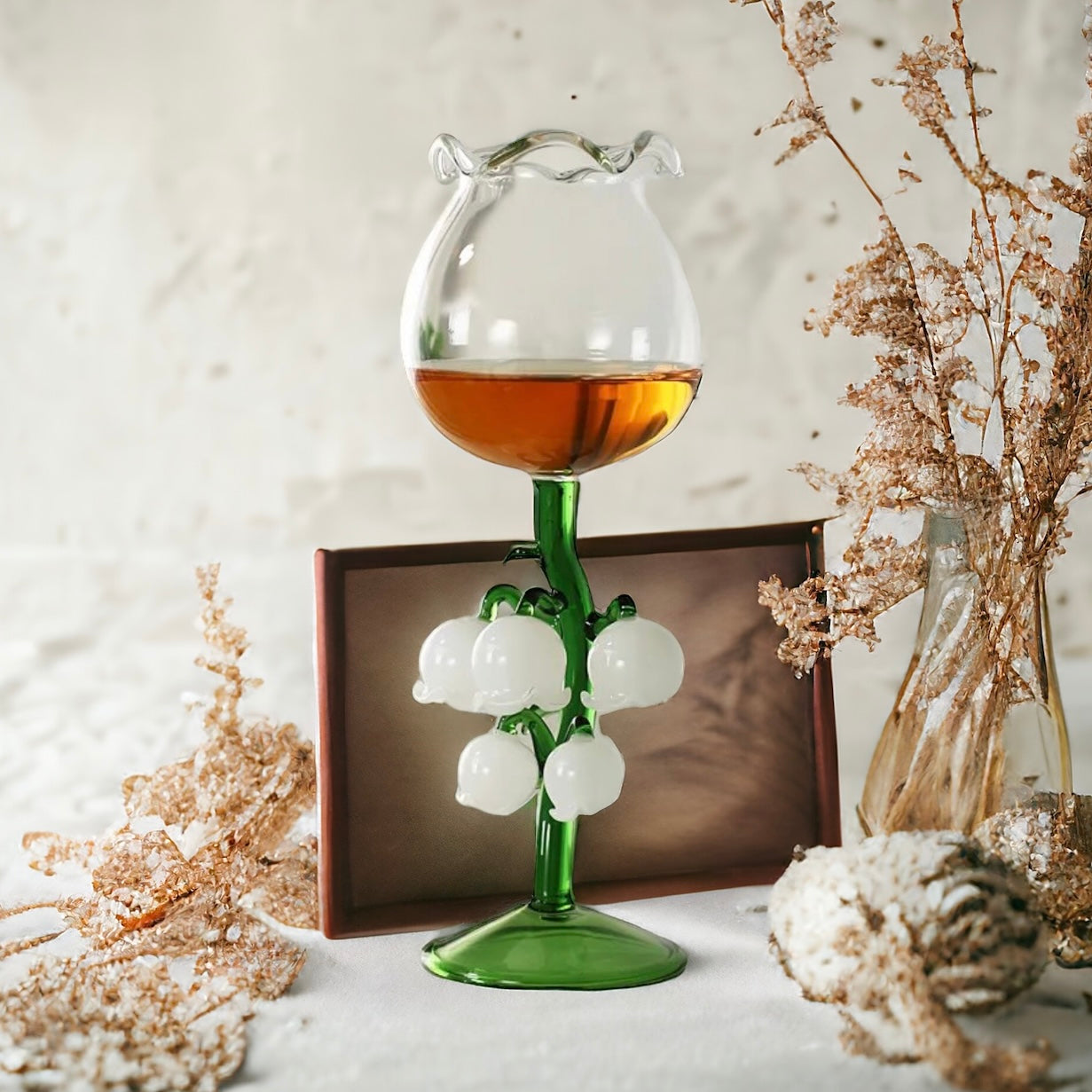 Set Of Two Luxury Lily Wine Glasses
