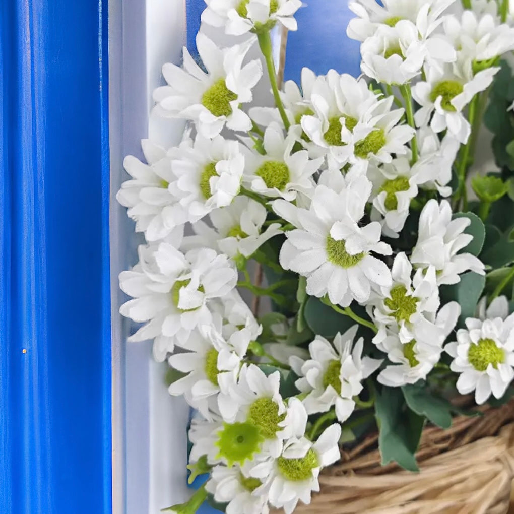 Cream Wildflower Basket Door Wreath