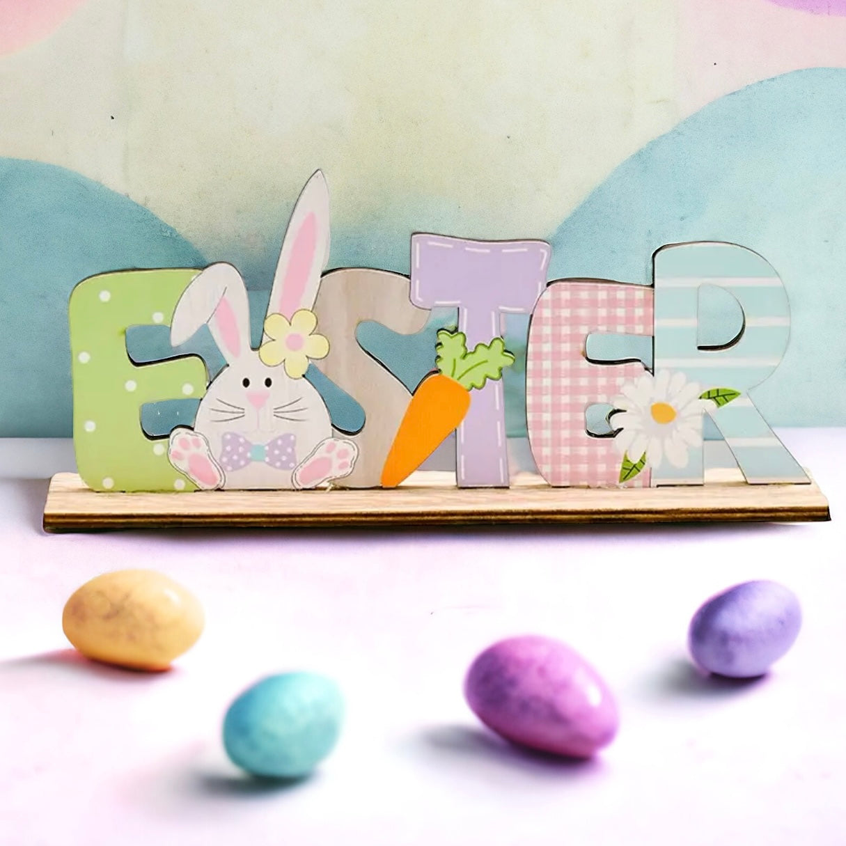 Wooden Happy Easter Hello Spring Sign