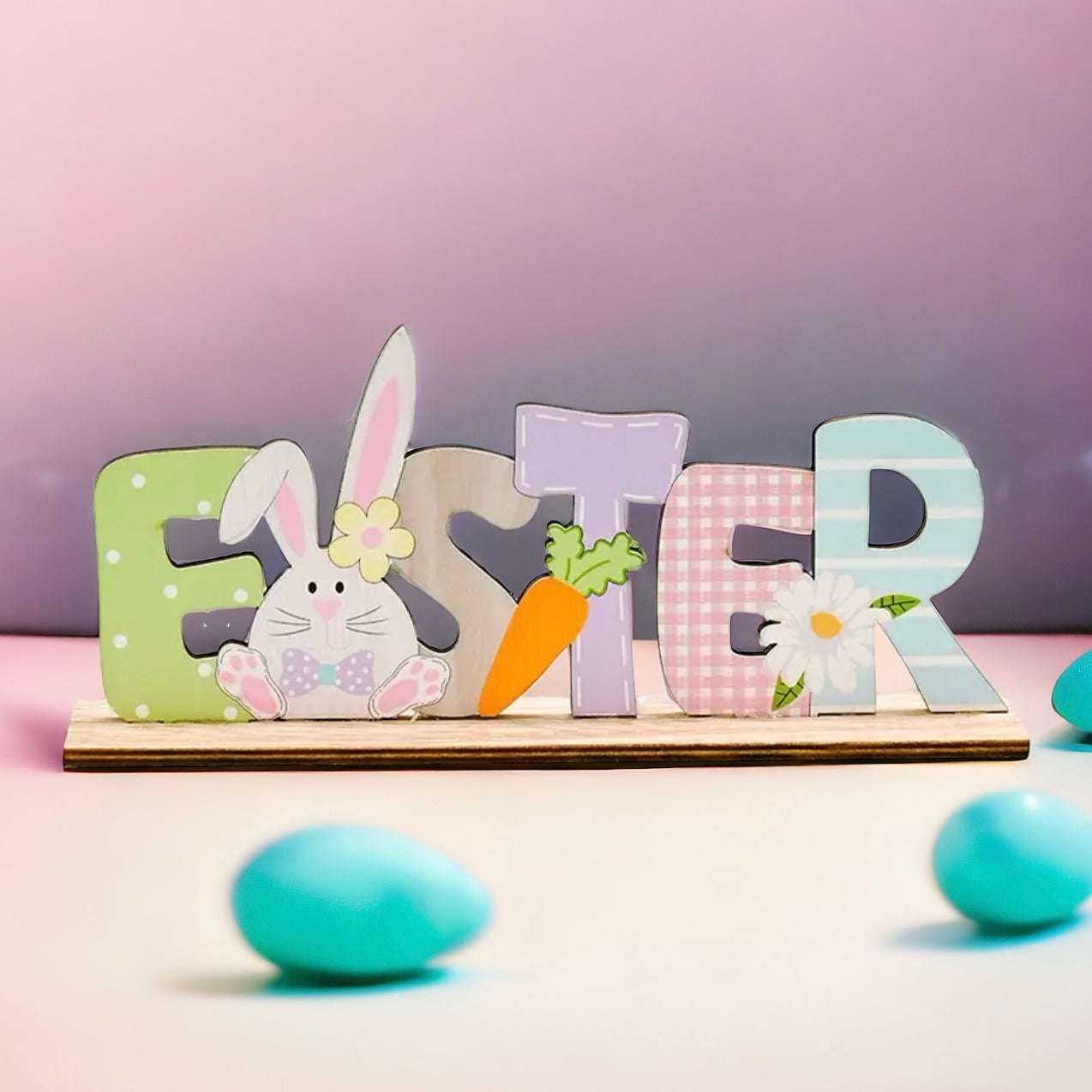 Wooden Happy Easter Hello Spring Sign