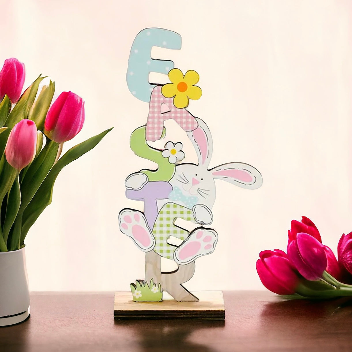 Wooden Happy Easter Hello Spring Sign