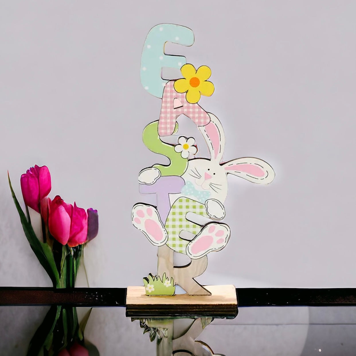Wooden Happy Easter Hello Spring Sign