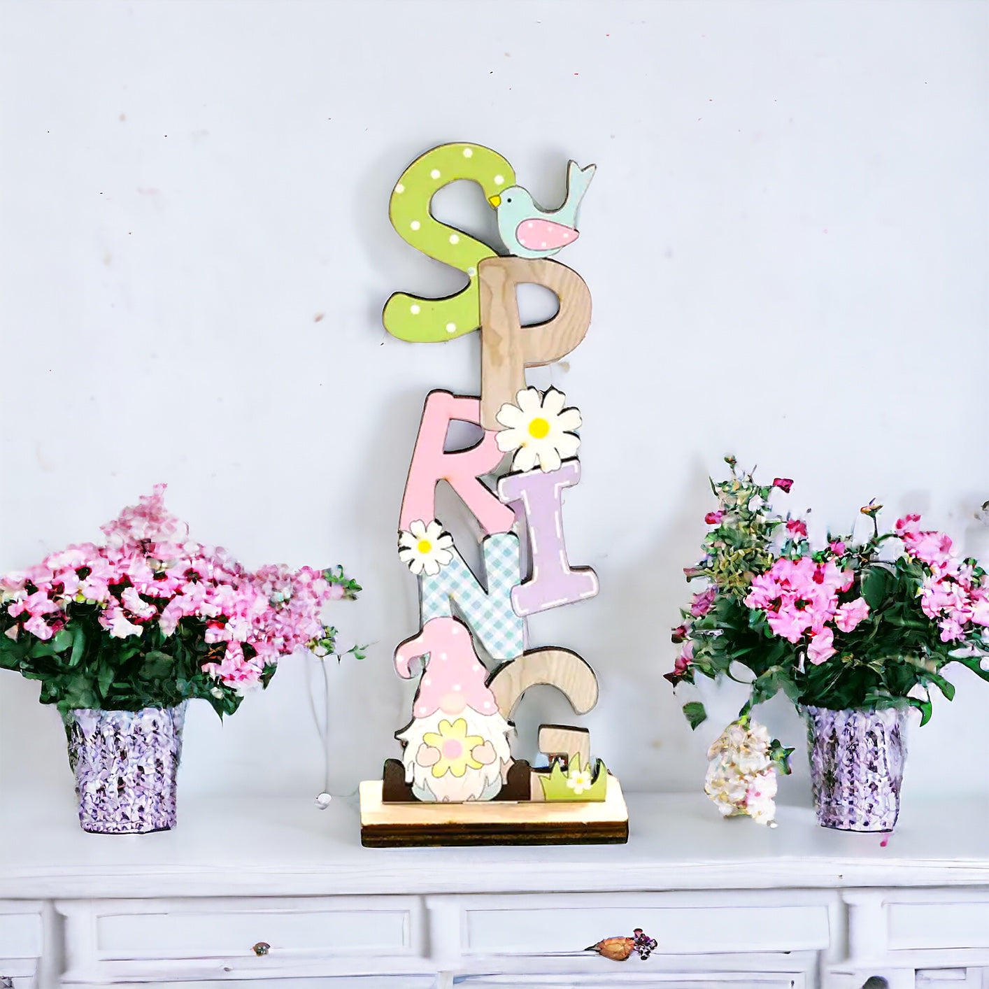 Wooden Happy Easter Hello Spring Sign