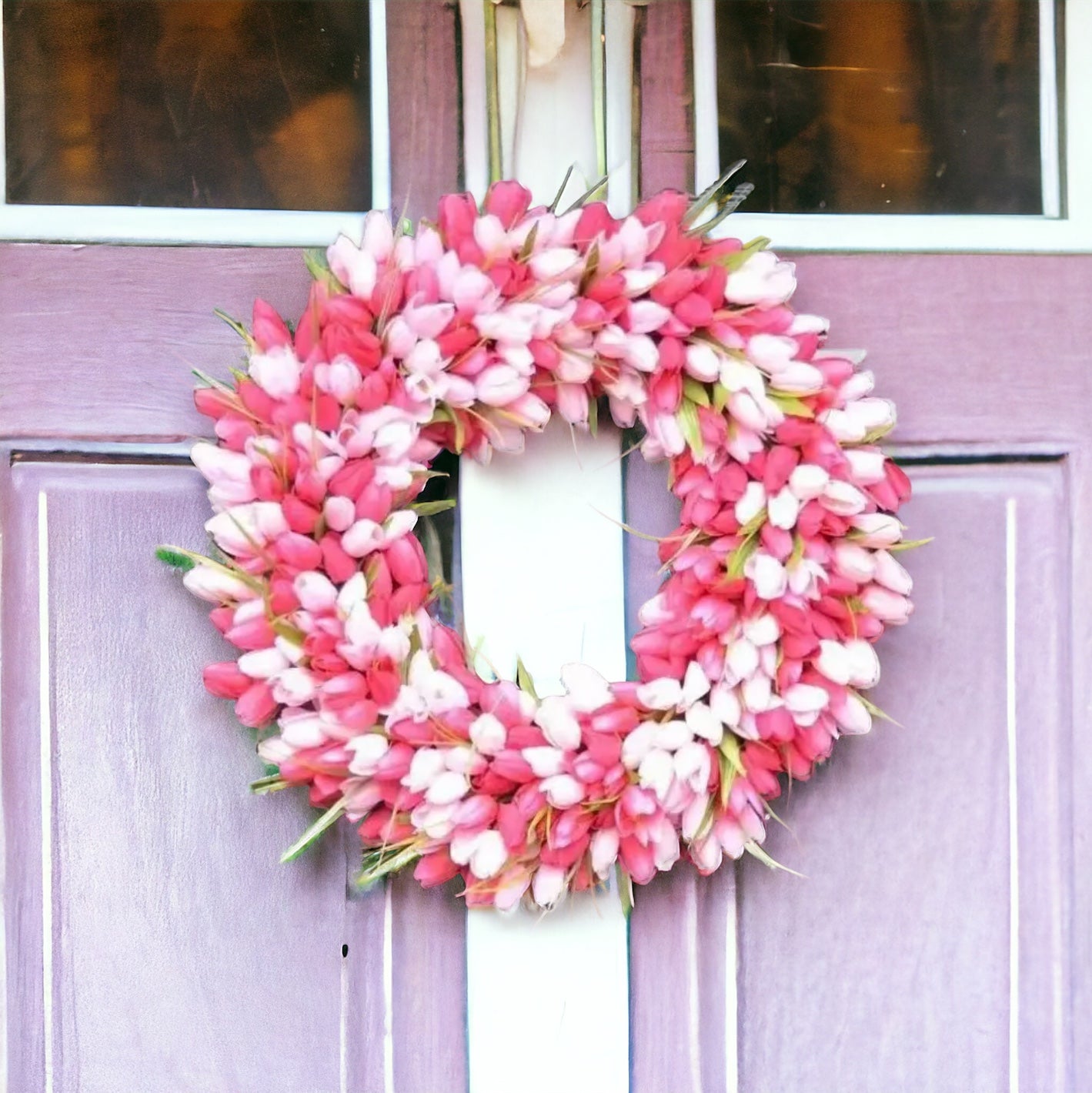 Handmade Pink & White Tulip Wreath